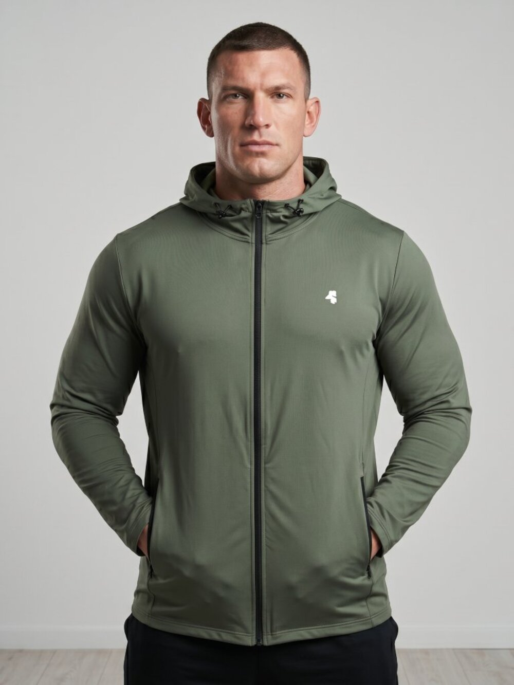 NWT | Maison Misfits 15 Olive Green Full-Zip Hooded Athletic Jacket | 2XL